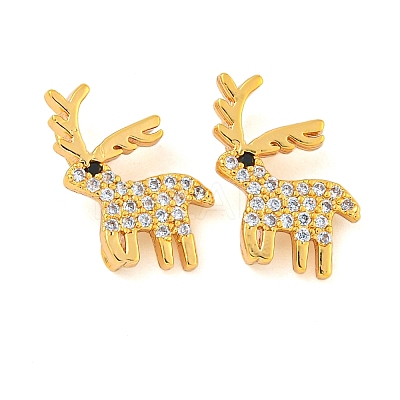 Christmas Theme Brass Clear Cubic Zirconia Pendants KK-N254-29G-1