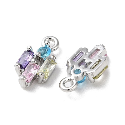 Brass Micro Pave Cubic Zirconia Charms KK-F872-19P-1