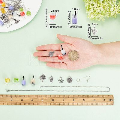 Cup Bottle Pendant Earring Necklace DIY Making Kits DIY-SC0017-84-1