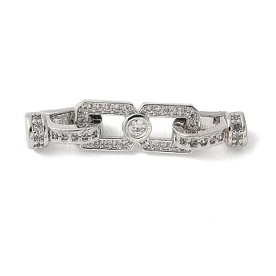 Brass Pave Clear Cubic Zirconia Fold Over Clasps KK-M320-25P-1