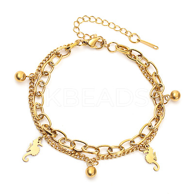 201 Stainless Steel Cable & Curb Chain Double Layeys Bracelets FS-WG1EEED-05-1