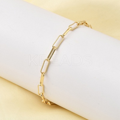Brass Link Paperclip Chains Bracelet for Women BJEW-A065-03G-1