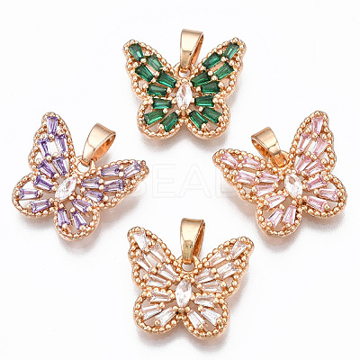 Brass Micro Cubic Zirconia Pendants KK-S365-002-1