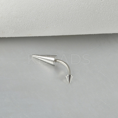 Cone 304 Stainless Steel Eyebrow Curved Barbell Rings with Spikes End WG9938B-01-1