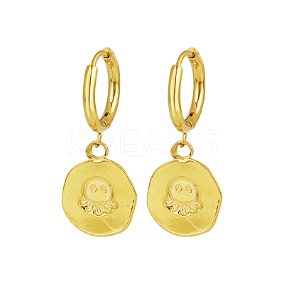 Summer Beach Octopus 304 Stainless Steel Huggie Hoop Dangle Earrings for Women WM0580-4-1