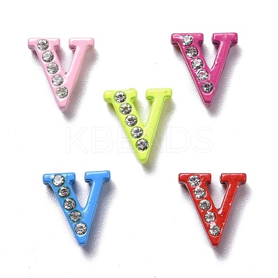 Spray Painted Zinc Alloy Slide Charms ALRI-WH0005-13V-1