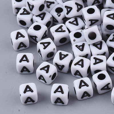 White Opaque Acrylic Beads MACR-R869-02A-1