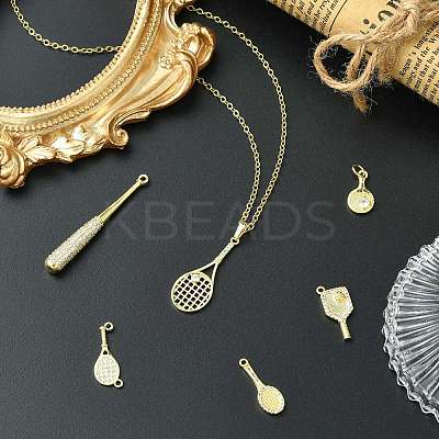 6Pcs 6 Styles Brass Micro Pave Cubic Zirconia Pendants KK-CJ0003-30-1
