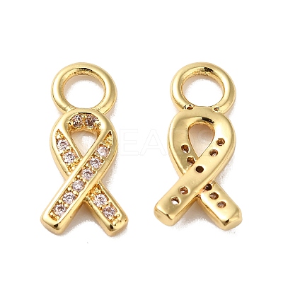 Rack Plating Brass Pave Cubic Zirconia Charms KK-O142-43G-1