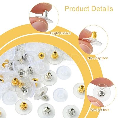 Brass Bullet Clutch Bullet Clutch Earring Backs with Pad KK-FS0001-43-1