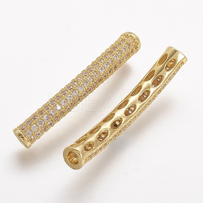 Brass Micro Pave Cubic Zirconia Tube Beads LS-ZIRC-N025-60G-1
