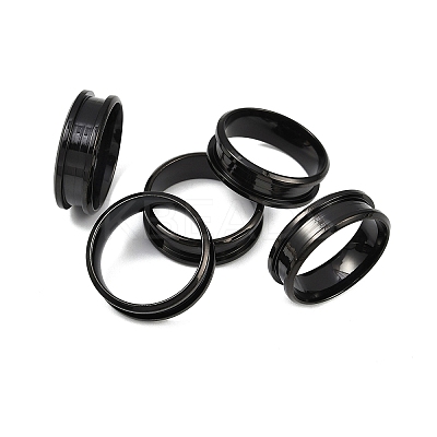 201 Stainless Steel Grooved Finger Ring Settings STAS-TAC0001-10E-B-1