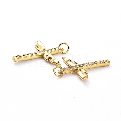 Brass Micro Pave Clear Cubic Zirconia Pendants LS-ZIRC-L100-102G-1
