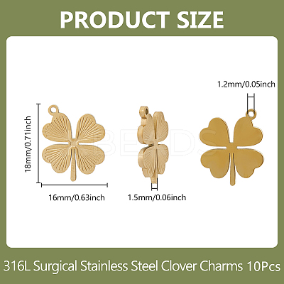 10Pcs Ion Plating(IP) 316L Surgical Stainless Steel Pendants STAS-DC0016-28-1