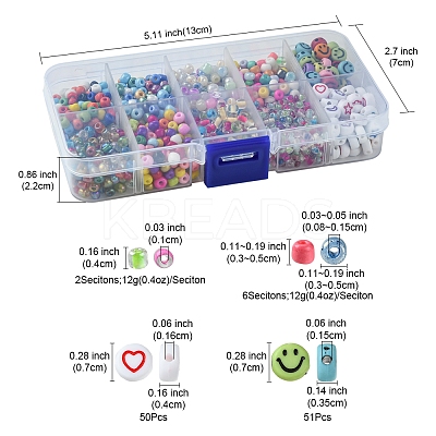 DIY Flat Round & Round Acrylic & Glass Seed Beads Jewelry Making Findings Kits DIY-FS0006-45-1