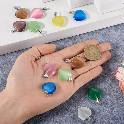 20Pcs 10 Colors Cat Eye Pendants G-CW0001-10-1