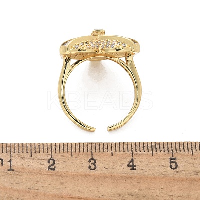 Brass Micro Pave Clear Cubic Zirconia Cuff Rings for Women RJEW-C126-03G-1