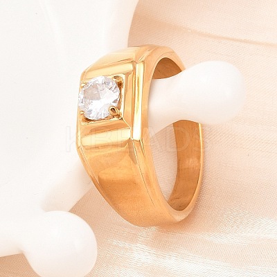 304 Stainless Steel Micro Pave Cubic Zirconia Finger Rings LS-RJEW-D336-08G-1