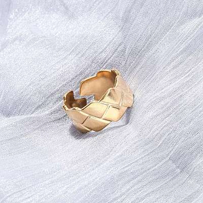 304 Stainless Steel Open Cuff Rings for Women RJEW-K309-29G-1