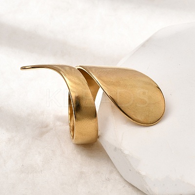 Irregular Twist 304 Stainless Steel Open Cuff Rings for Women RJEW-A091-0G-1