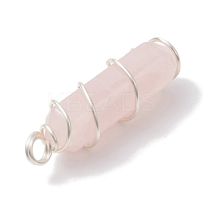Natural Rose Quartz Double Terminal Pointed Pendants PALLOY-JF02673-03-1