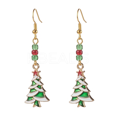 Christmas Theme Alloy Enamel Dangle Earrings EJEW-JE04511-1