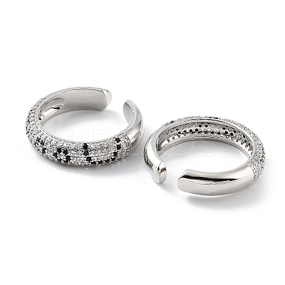 Rack Plating Brass Micro Pave Cubic Zirconia Cuff Open Rings for Women KK-Z038-07P-1