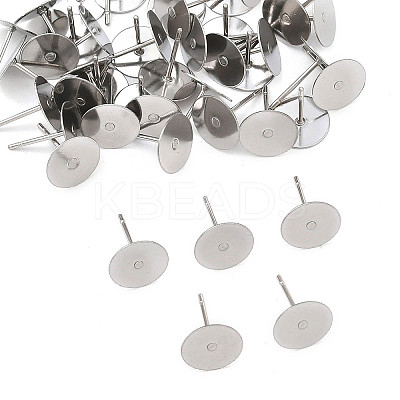 Tarnish Resistant 316 Surgical Stainless Steel Flat Round Blank Peg Stud Earring Settings X-STAS-R073-06A-1