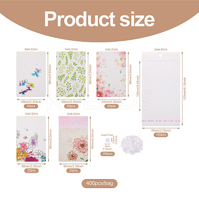 100Pcs 5 Style Rectangle Cardboard Jewelry Display Cards CDIS-YS0001-03-1