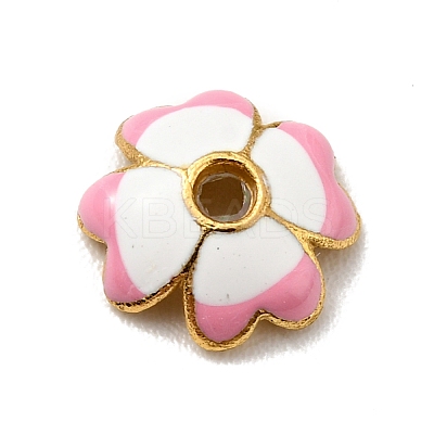 4-Petal Alloy Enamel Bead Caps FIND-G029-06G-1