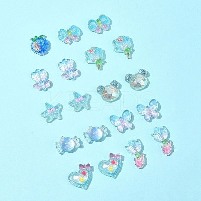 20Pcs 10 Styles Flower Transparent Epoxy Resin Decoden Cabochons RESI-FS0001-94-1
