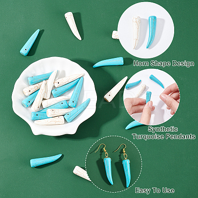24Pcs 2 Colors Synthetic Turquoise Pendants G-AR0004-74-1