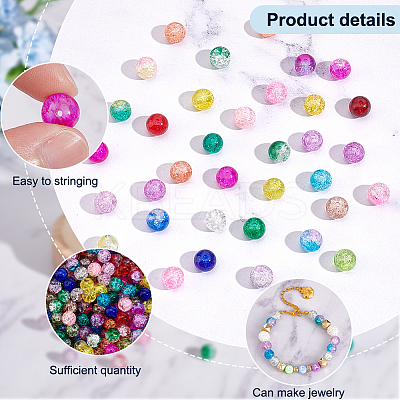 875Pcs 35 Colors Spray Painted Transparent Crackle Glass Beads CCG-PH0001-09-1