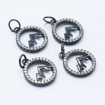 Brass Micro Pave Cubic Zirconia Pendants KK-P133-12B-NR-1