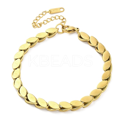 304 Stainless Steel Horse Eye Link Chain Bracelets for Women BJEW-G712-11G-1
