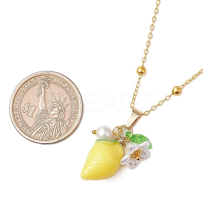 6Pcs 6 Styles Resin Fruit Pendant Necklaces NJEW-JN05204-1