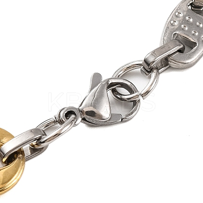 201 Stainless Steel Arrow Oval Link Chain Bracelets BJEW-B078-119GP-1