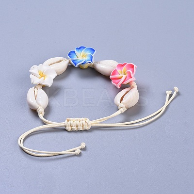 Adjustable Cowrie Shell Braided Bead Bracelets BJEW-JB04274-1