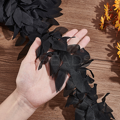 5 Yards Polyester Chiffon Leaf Lace Ribbon DIY-GA0007-32B-1