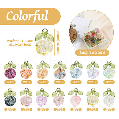 28Pcs 14 Colors Glass Pendant GLAA-TA0002-26-1