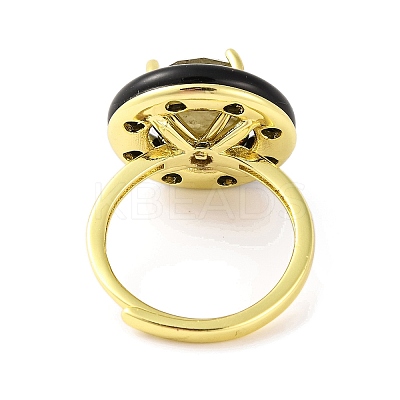 Rack Plating Round Brass Enamel Adjustable Rings RJEW-U004-01G-G-1