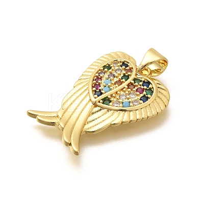 Rack Plating Brass Micro Pave Cubic Zirconia Pendants KK-L226-024G-1