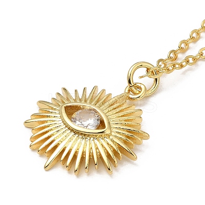 Brass Micro Pave Clear Cubic Zirconia Pendants Necklaces for Women NJEW-B092-03G-1