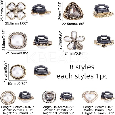 8pcs 8 style Alloy Shoe Buckle Clips FIND-FG0001-65-1