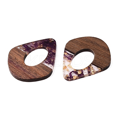 Transparent Resin and Walnut Wood Pendants RESI-T057-07H-1