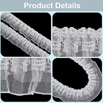 5 Yards Polyester Pleated Flower Lace Trim OCOR-GF0003-89A-1