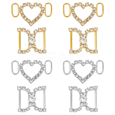 8Pcs 4 Style Brass Crystal Rhinestone Shoe Decoration FIND-HY0003-22-1