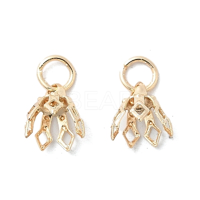 Flower Rack Plating Brass Filigree Bead Cap Bails X-KK-L102-27G-01-1