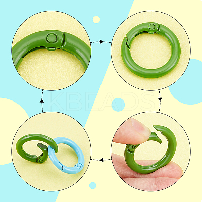 24Pcs 12 Colors Spray Painted Eco-Friendly Alloy Spring Gate Rings FIND-PH0003-35-1