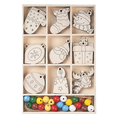 Christmas theme DIY Wood Pendants WOOD-S063-01E-1